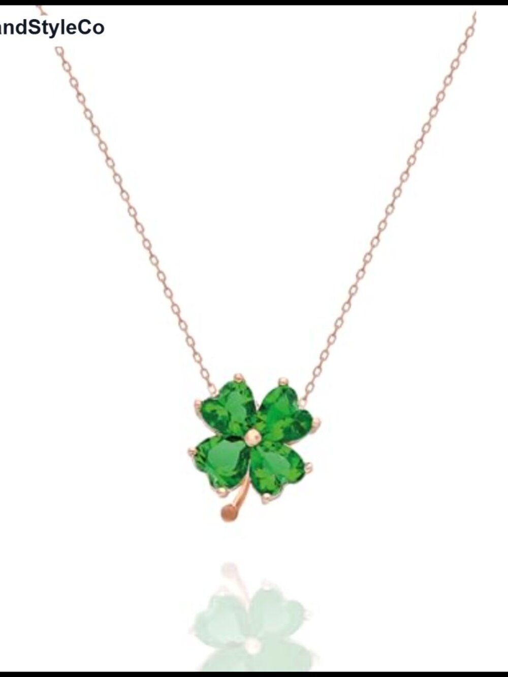 925 Sterling Silver Clover Pendant Necklace with Green Stone for Women